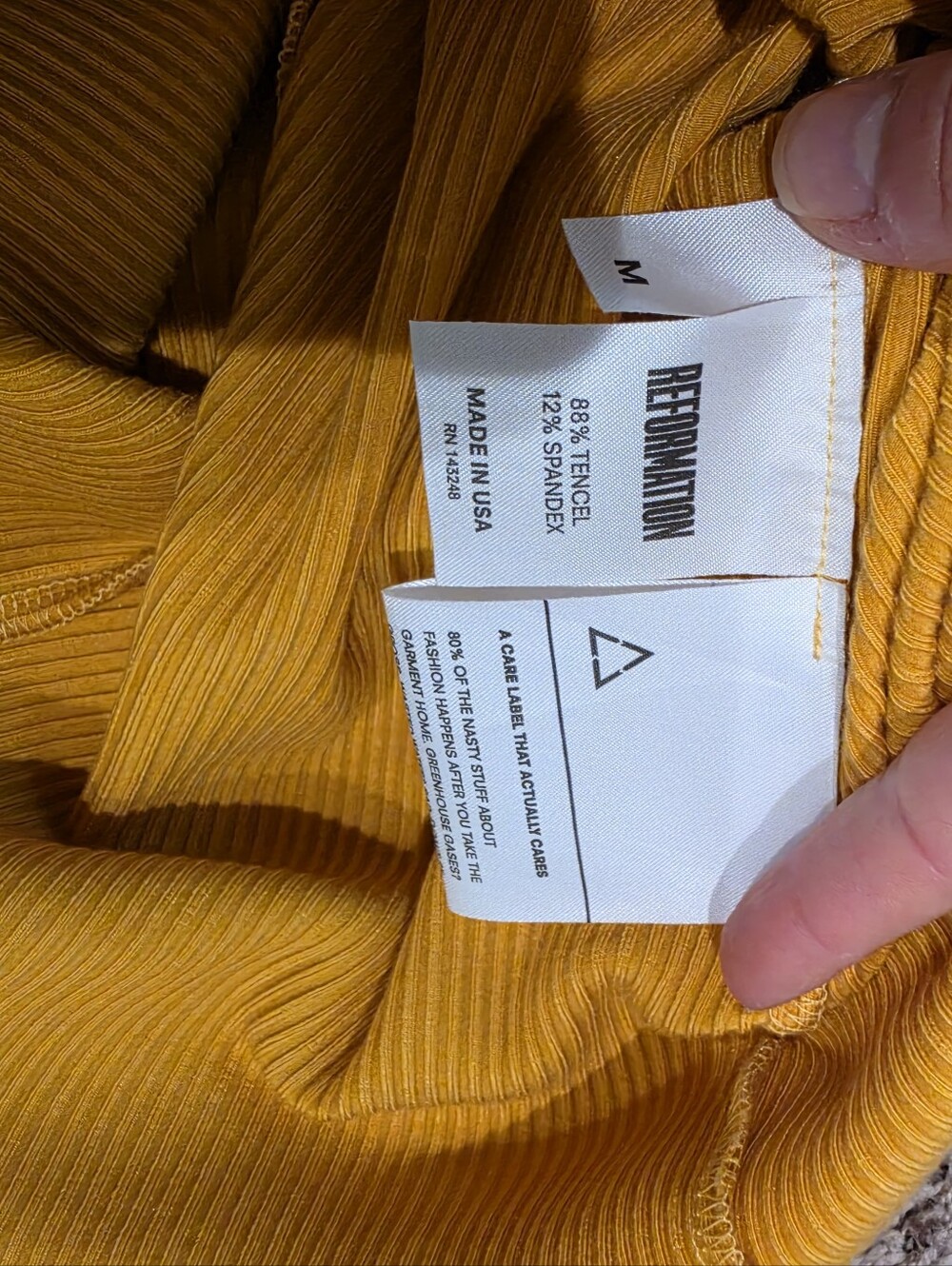 Reformation Mustard Yellow Ribbed Bustier Midi Dress Size M - Picture 6 of 8